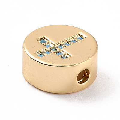 Rack Plating Brass Micro Pave Cubic Zirconia Beads ZIRC-C035-19G-1