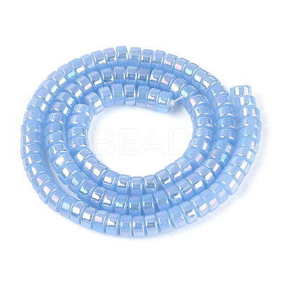 AB Color Plated Imitation Jade Glass Beads Strands GLAA-T026-3x6mm-J04-1