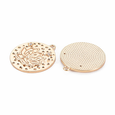 Brass Micro Pave Clear Cubic Zirconia Pendants KK-S364-168-1