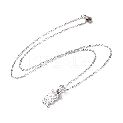 Non-Tarnish 304 Stainless Steel Owl Pendant Necklace for Women STAS-E154-20P-1