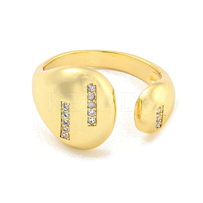 Brass Micro Pave Clear Cubic Zirconia Open Cuff Ring for Women RJEW-M173-02A-G-1