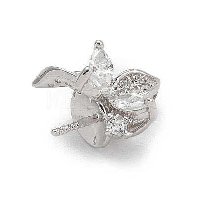 925 Sterling Silver Pave Clear Cubic Zirconia Flower Pendant Bails STER-P068-05P-1