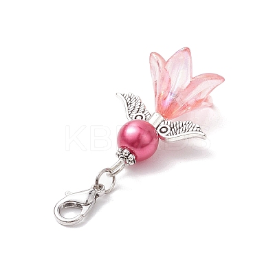 8Pcs 8 Colors Wedding Season Angel Glass Pearl & Acrylic Pendant Decorations HJEW-JM01919-1