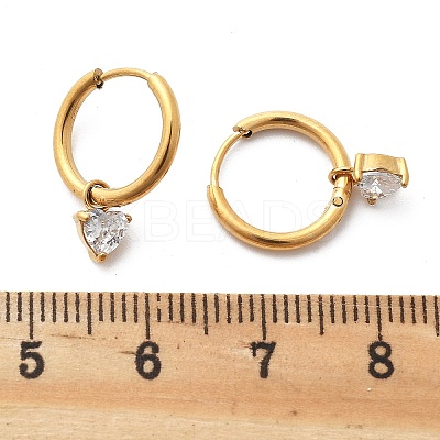 304 Stainless Steel Micro Pave Cubic Zirconia Hoop Earrings Ion Plating(IP) STAS-R004-03G-02-1