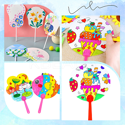 16Pcs 4 Styles Paper Hand Held Fan DIY-GF0010-32-1