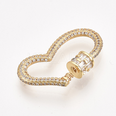 Brass Micro Pave Cubic Zirconia Screw Carabiner Lock Charms ZIRC-S061-95G-1