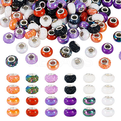 120Pcs 12 Colors Opaque Resin European Beads RESI-TA0004-80-1