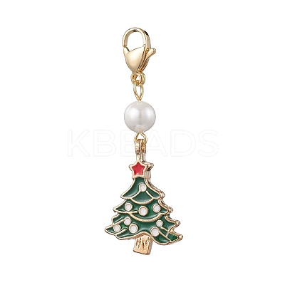 10Pcs Christmas Tree Alloy Enamel Pendant Decorations HJEW-JM03817-1