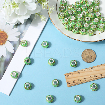 50Pcs Transparent Resin European Rondelle Beads RPDL-SC0001-09A-1