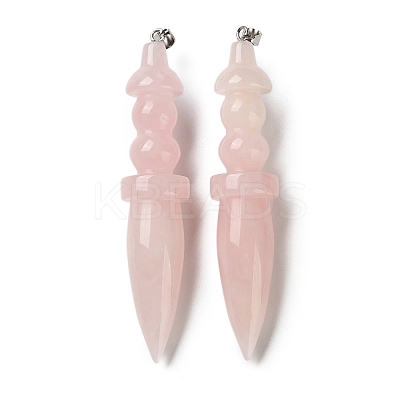 Natural Rose Quartz Big Pendants G-H338-03P-03-1