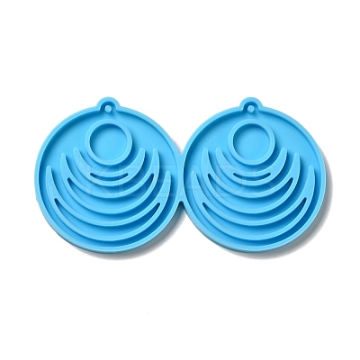 DIY Flat Round with Sun & Moon Pendant Silicone Molds DIY-I099-27-1