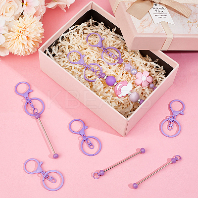 20Pcs 2 Styles Baking Paint Zinc Alloy Keychain Claspsp with Iron Bar Beadable Keychain FIND-SC0009-54B-1