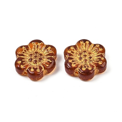 Baking Paint and Golden Metal Enlaced Glass Beads DGLA-T004-09D-1
