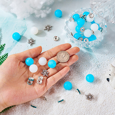 DIY Round Silicone Focal & Flat Round Iron Rhinestone Spacer Beads Jewelry Finding Making Kits DIY-TA0011-85-1