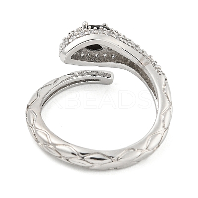 304 Stainless Steel Cubic Zirconia Open Cuff Ring for Women LS-RJEW-S406-05P-02-1