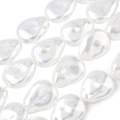 Electroplate Opaque Glass Imitation Pearl Strands EGLA-D302-02F-1