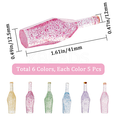 30Pcs 6 Colors Transparent Resin Bottle Cabochons CRES-GF0001-04-1