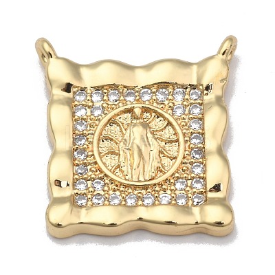 Brass Micro Pave Clear Cubic Zirconia Pendant Link ZIRC-A013-36G-1