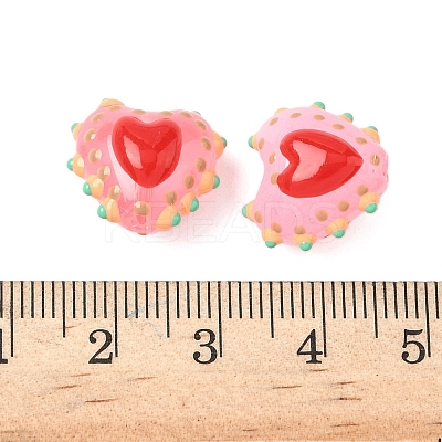 Baking Paint Glass Bumpy Beads Heart LAMP-V001-09D-1