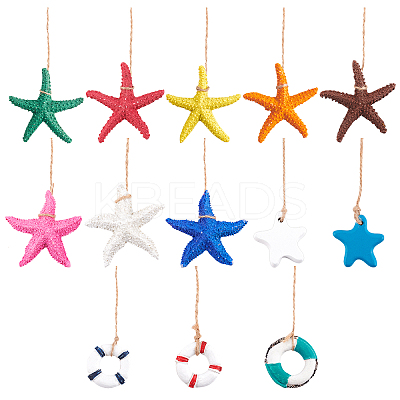 13Pcs 13 Colors Hanging Resin Pendant Decorations HJEW-PH0001-38-1