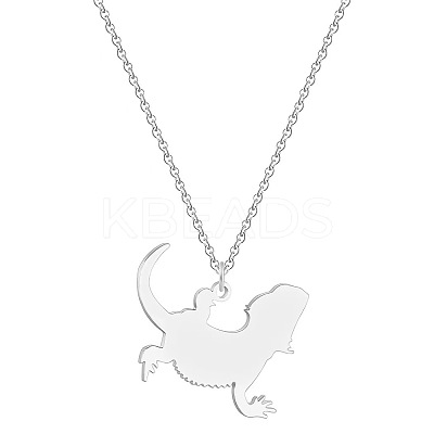 201 Stainless Steel Lizard Pendant Necklaces FS-WG6D12E-03-1