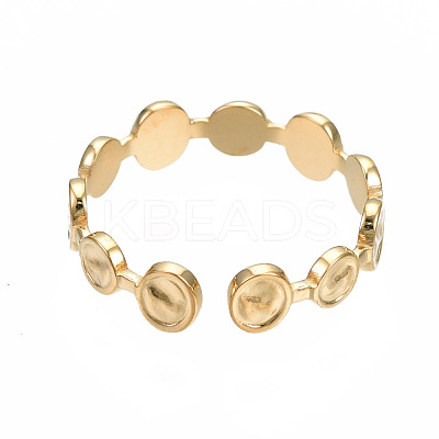 304 Stainless Steel Flat Round Open Cuff Ring RJEW-T023-65G-1