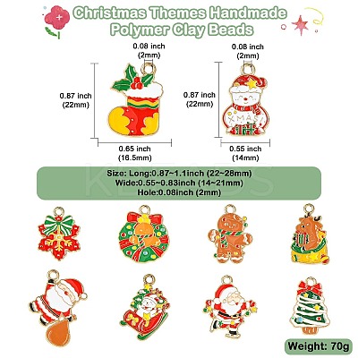 40Pcs 10 Styles Christmas Alloy Enamel Pendants FIND-CJ0003-32-1