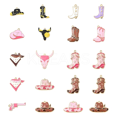 10Pcs 10 Styles West Cowboy Theme Alloy Enamel Pendants ENAM-YW0004-51-1