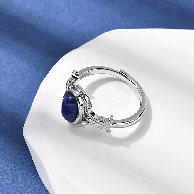 Natural Lapis Lazuli Finger Rings RJEW-A084-03P-08-1