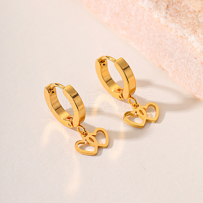 Fashionable Classic 201 Stainless Steel Heart Hoop Earrings RL8439-1