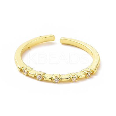Clear Cubic Zirconia Thin Open Cuff Ring RJEW-H127-36G-1
