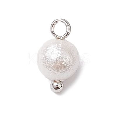 Wrinkle Textured Shell Pearl Round Charms PALLOY-JF03823-02-1