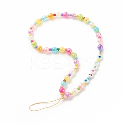 Word LOVE Acrylic Mobile Straps HJEW-JM00643-1