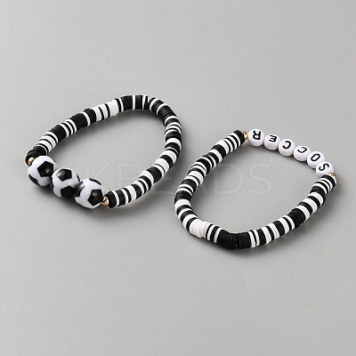 24Pcs Polymer Clay Heishi Beaded Stretch Bracelets BJEW-WH0042-009B-1