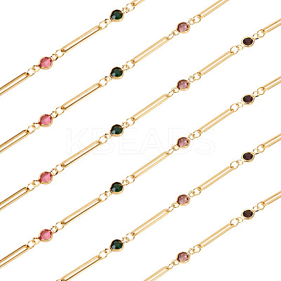 1 Bag Real 16K Gold Plated Brass Oval & Flat Round Glass Link Chains CHC-TA0001-22-1