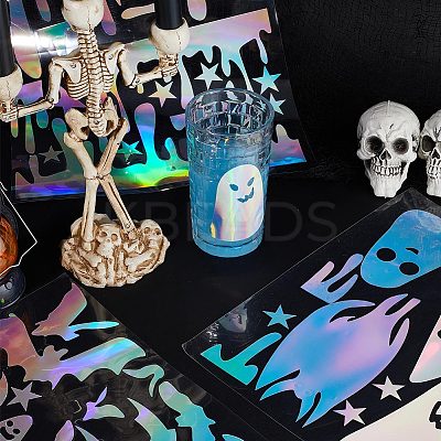 3 Sheets 3 Styles Halloween Laser PVC Waterproof Car Stickers DIY-GF0007-24-1