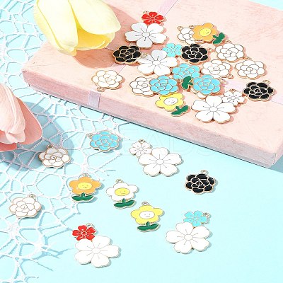 28Pcs 10 Styles Alloy Enamel Pendants ENAM-FS0002-16-1