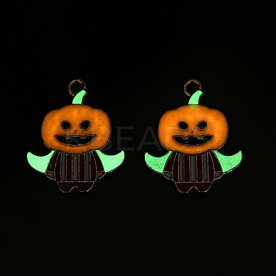 Halloween Theme Rack Plating Luminous Alloy Enamel Pendants ENAM-N056-232P-1-1