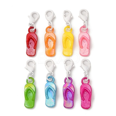 Flip Flops Acrylic Pendant Decorations HJEW-JM03463-1