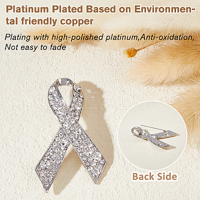 2Pcs Awareness Ribbon Alloy Rhinestone Brooches for for Backpack Clothes JEWB-FH0002-19P-1