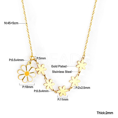 304 Stainless Steel Enamel Flower Bib Necklaces FS-WG58DA2-05-1