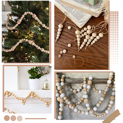 300Pcs 3 Style Natural Unfinished Wood Beads WOOD-SP0001-53-1
