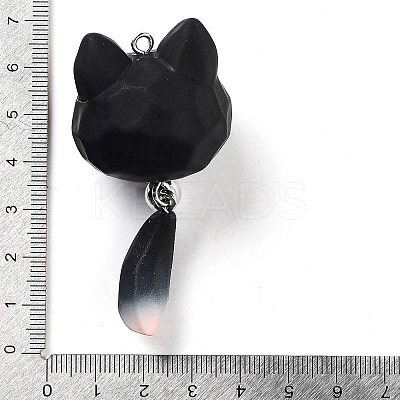Opaque Resin Kitten Bell Big Pendants RESI-A032-01P-02-1