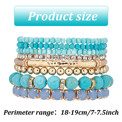 16Pcs 16 Style Crystal Rhinestone & Resin & Glass Seed Beaded Stretch Bracelets Set BJEW-AN0001-15-1