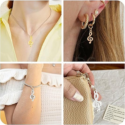 60Pcs 4 Colors Tibetan Style Treble Clef Pendants TIBEP-YW0002-09-1