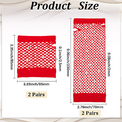 4Pairs 2 Styles Women Nylon Mesh Gloves AJEW-CY0001-08B-1