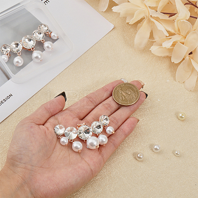 2Pcs Plasic Imitation Pearl & Rhinestone Shoe Decorations FIND-FG0002-55LG-1