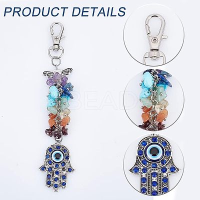 3Pcs Natural & Synthetic Gemstone Chips Cluster Pendant Decoration HJEW-CA0001-35-1