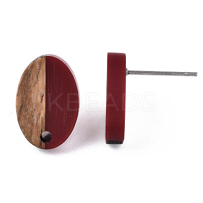 Opaque Resin & Walnut Wood Stud Earring Findings MAK-N032-004A-B02-1