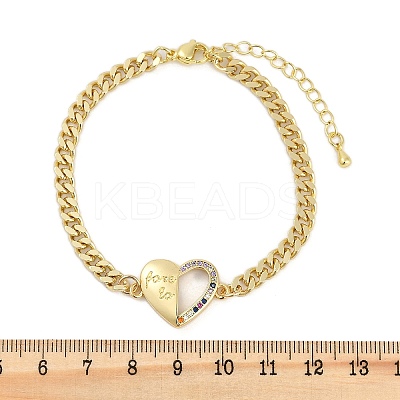 Brass Micro Pave Cubic Zirconia Link Bracelets LS-BJEW-M050-06G-02-1